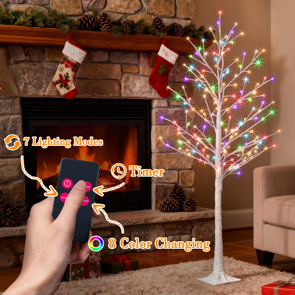 Multicolor Lighted Birch Tree 6FT C9620