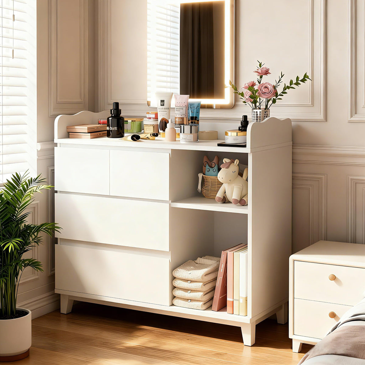 White Baby Changing Table with 4 Drawers P6765