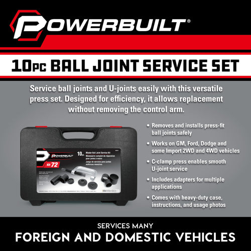 10 Piece Ball Joint Service Tool Kit with Storage Case Q242