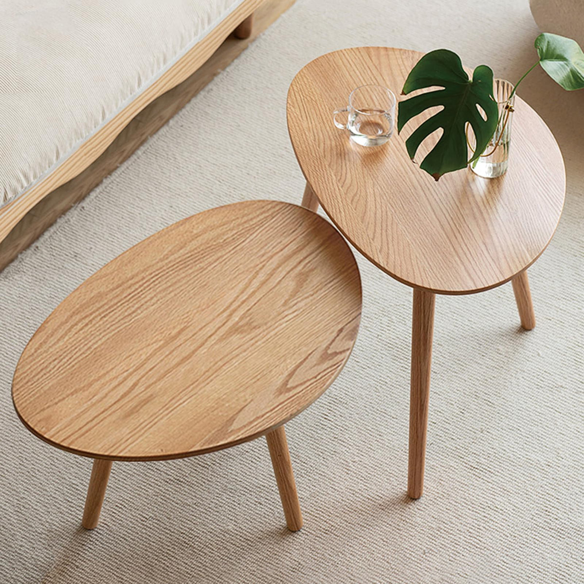 Oval Solid Oak Wood Coffee Table Y414868