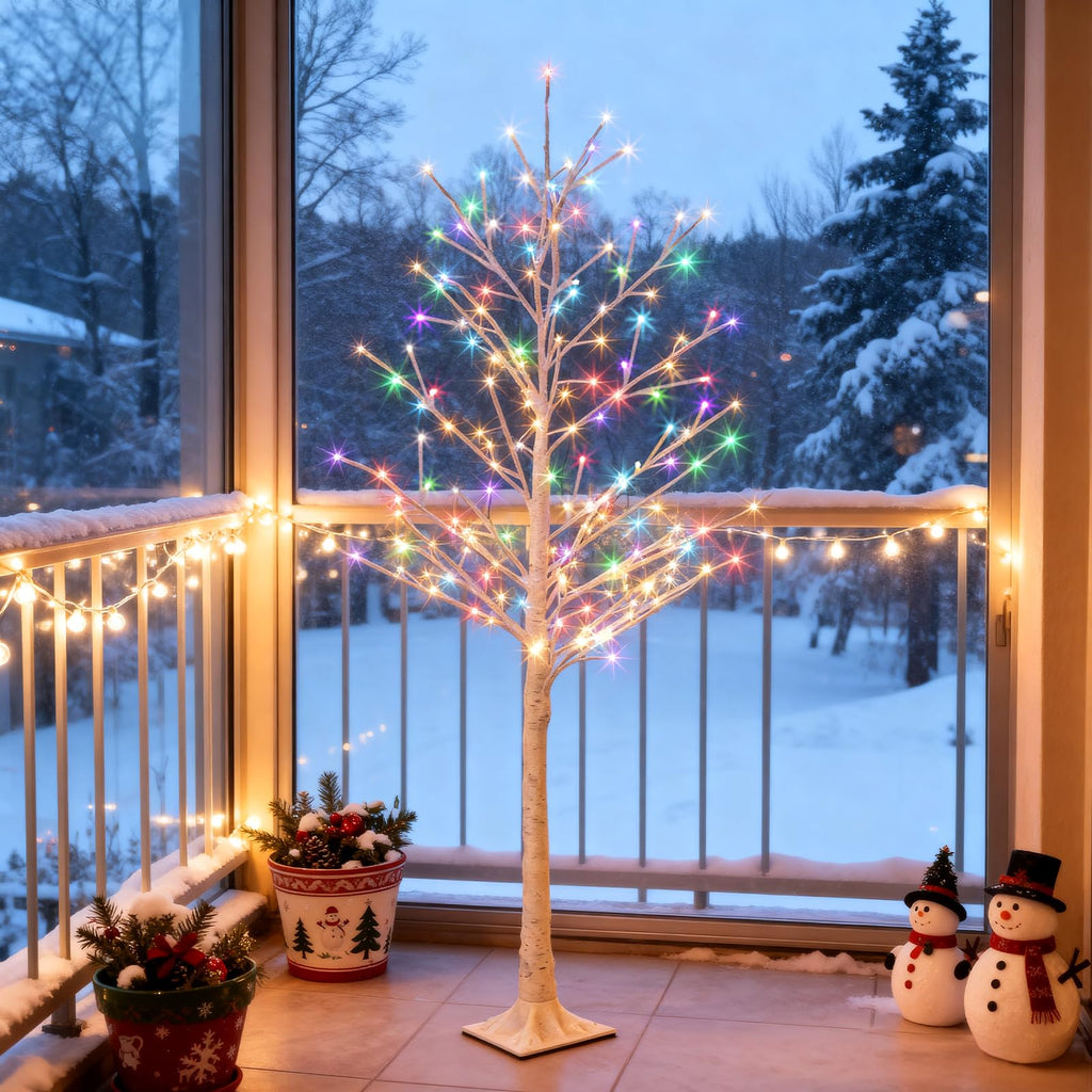 Multicolor Lighted Birch Tree 6FT C9620