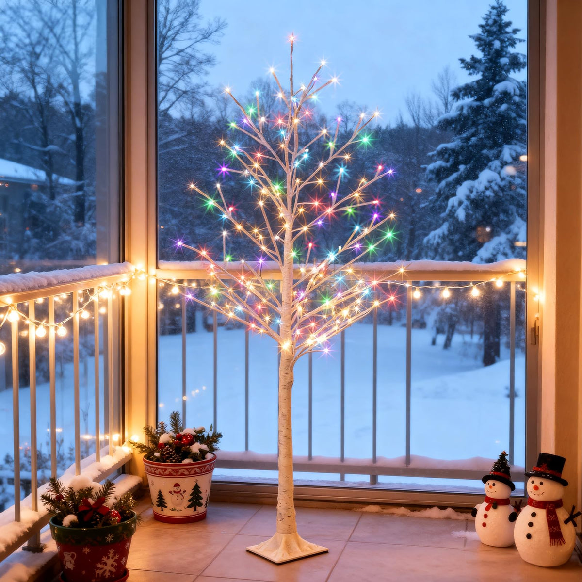 Multicolor Lighted Birch Tree 6FT C9620