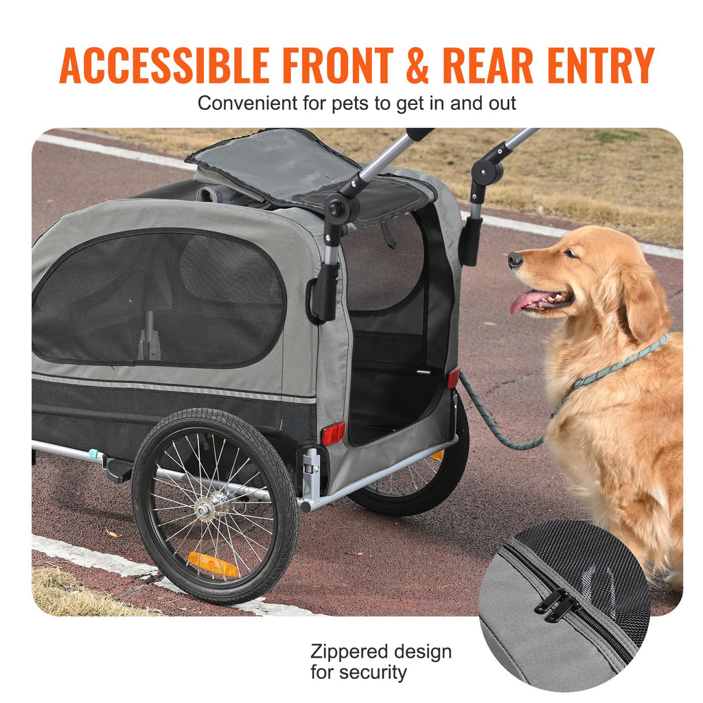 Dog Bike Trailer 2-in-1 Pet Stroller Bicycle Carrier U224