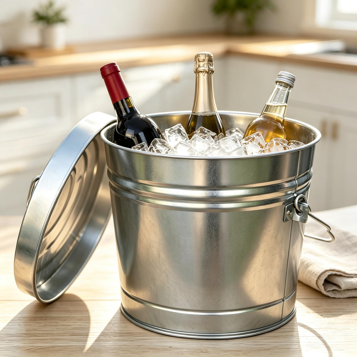 6 Gallon Galvanized Steel Storage Can with Locking Lid X495