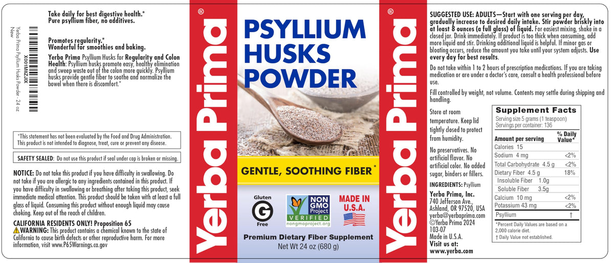 24 oz Unflavored Psyllium Husk Powder Fiber Supplement U992758