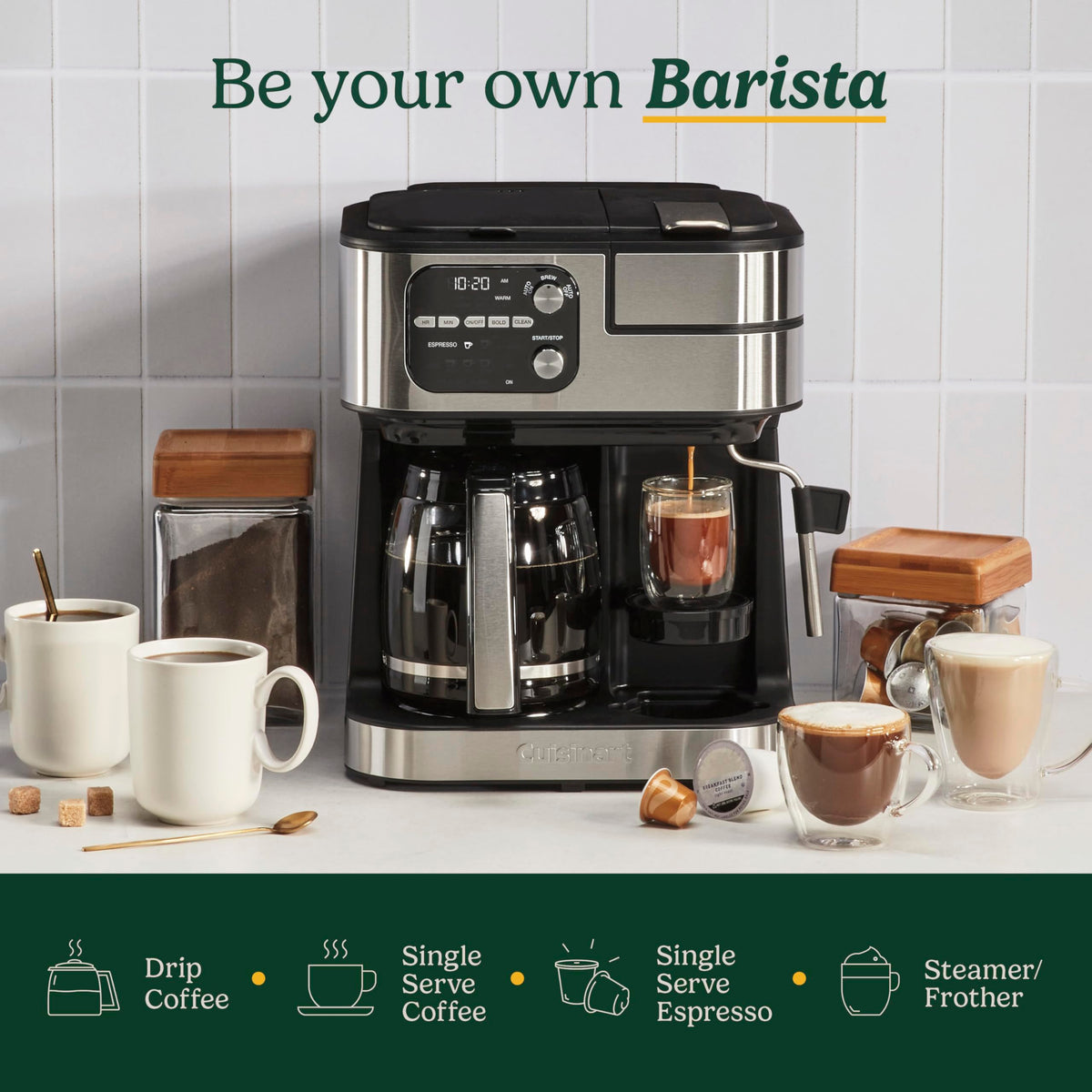 4-in-1 Coffee Maker with Three Brewing Sizes, Black A553161