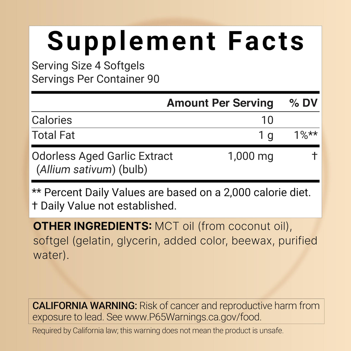 Aged Garlic Extract 1,000mg 360 Odorless Softgels O4411