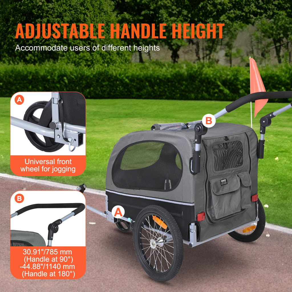 Dog Bike Trailer 2-in-1 Pet Stroller Bicycle Carrier U224