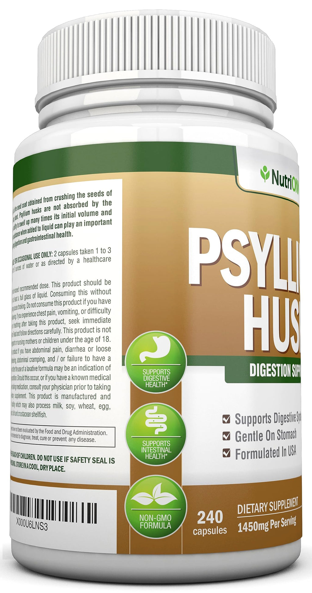 1450mg 240 Capsules Psyllium Husk Fiber Supplement C2094