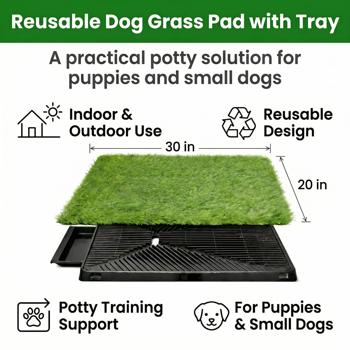 Dog Grass Pad with Tray 30 x 20 in T6776