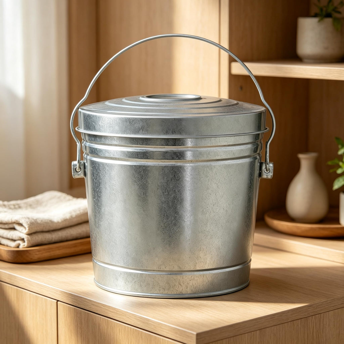 6 Gallon Galvanized Steel Storage Can with Locking Lid X495