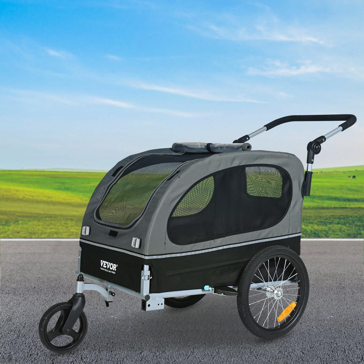 Dog Bike Trailer 2-in-1 Pet Stroller Bicycle Carrier U224