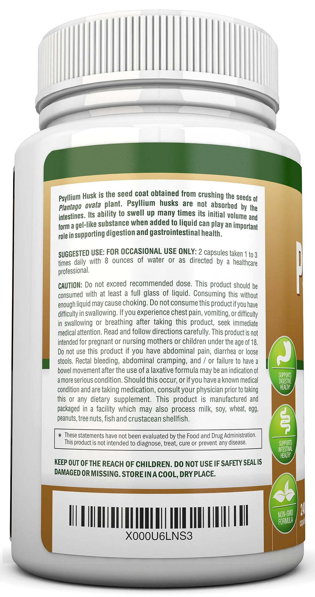 1450mg 240 Capsules Psyllium Husk Fiber Supplement C2094