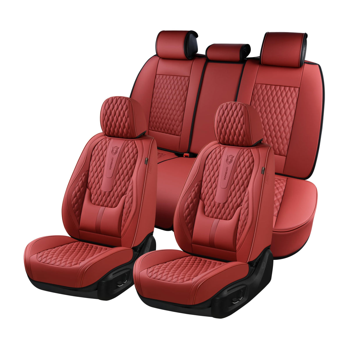 Red Full Set Nappa Leather Car Seat Covers E795500
