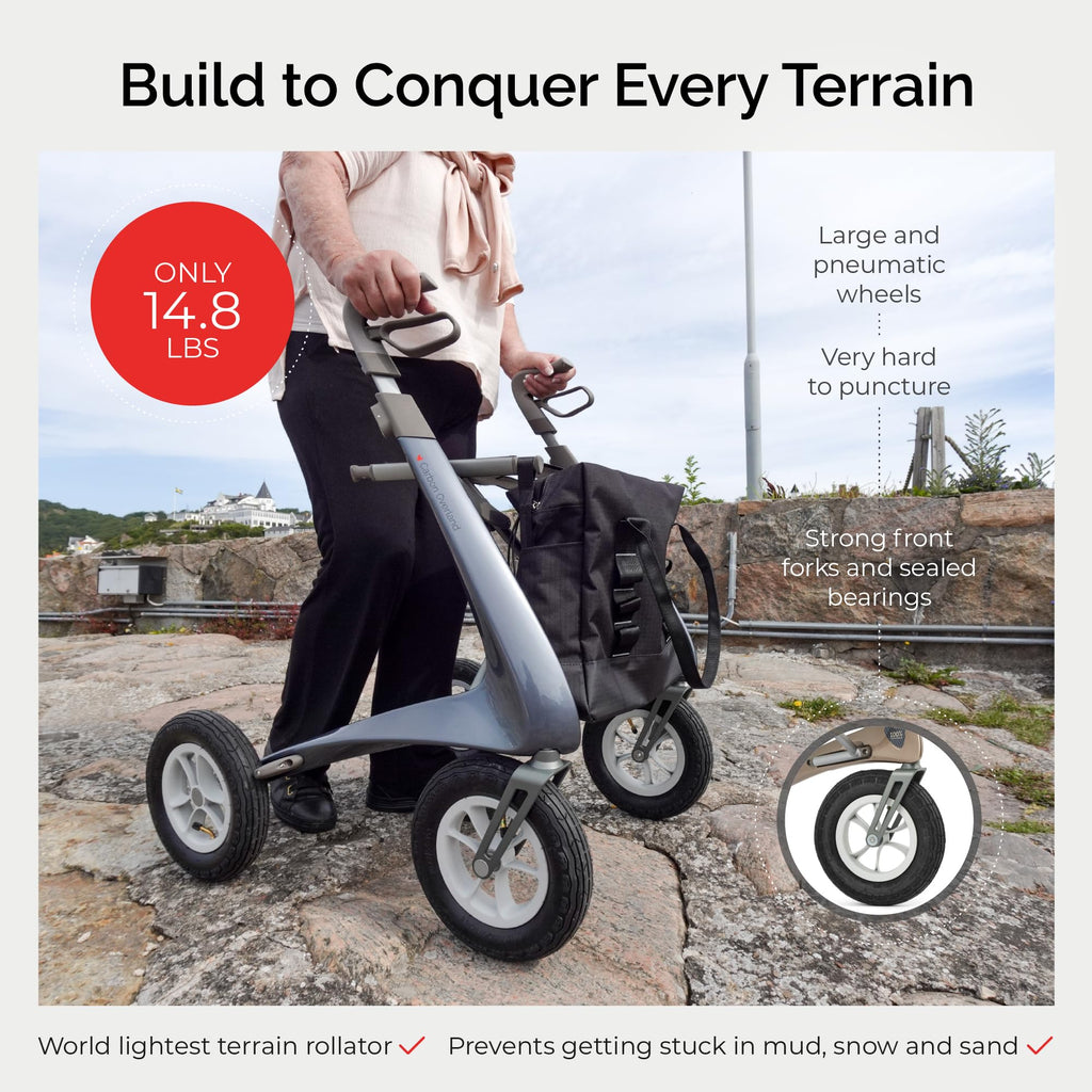 Carbon All Terrain Foldable Rollator with Seat J979
