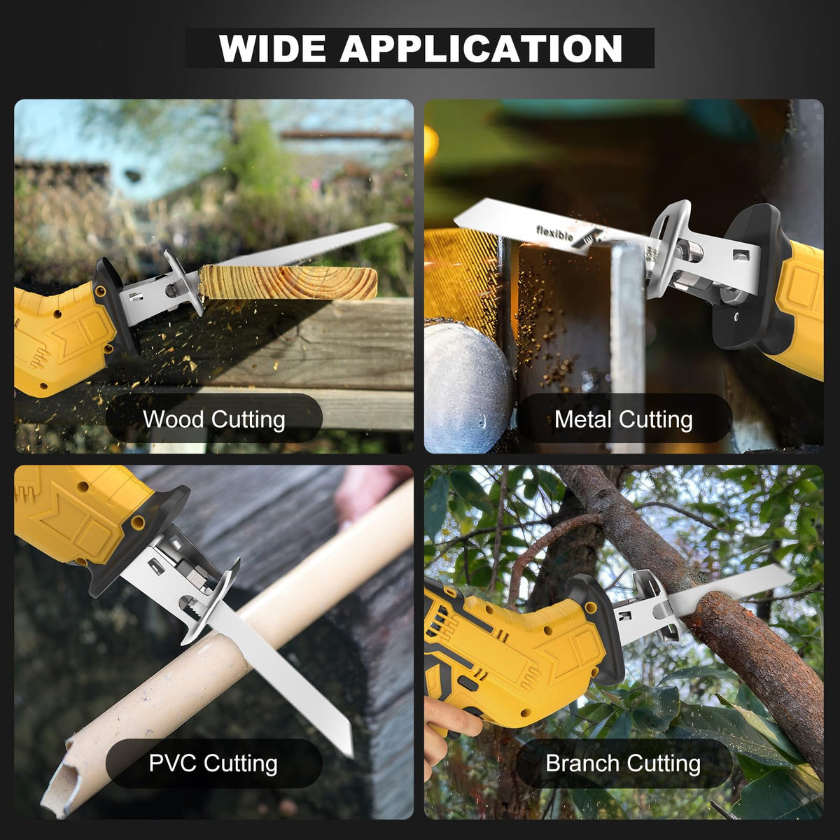 Cordless Reciprocating Saw 150W Variable Speed with 4 Saw Blades V9876