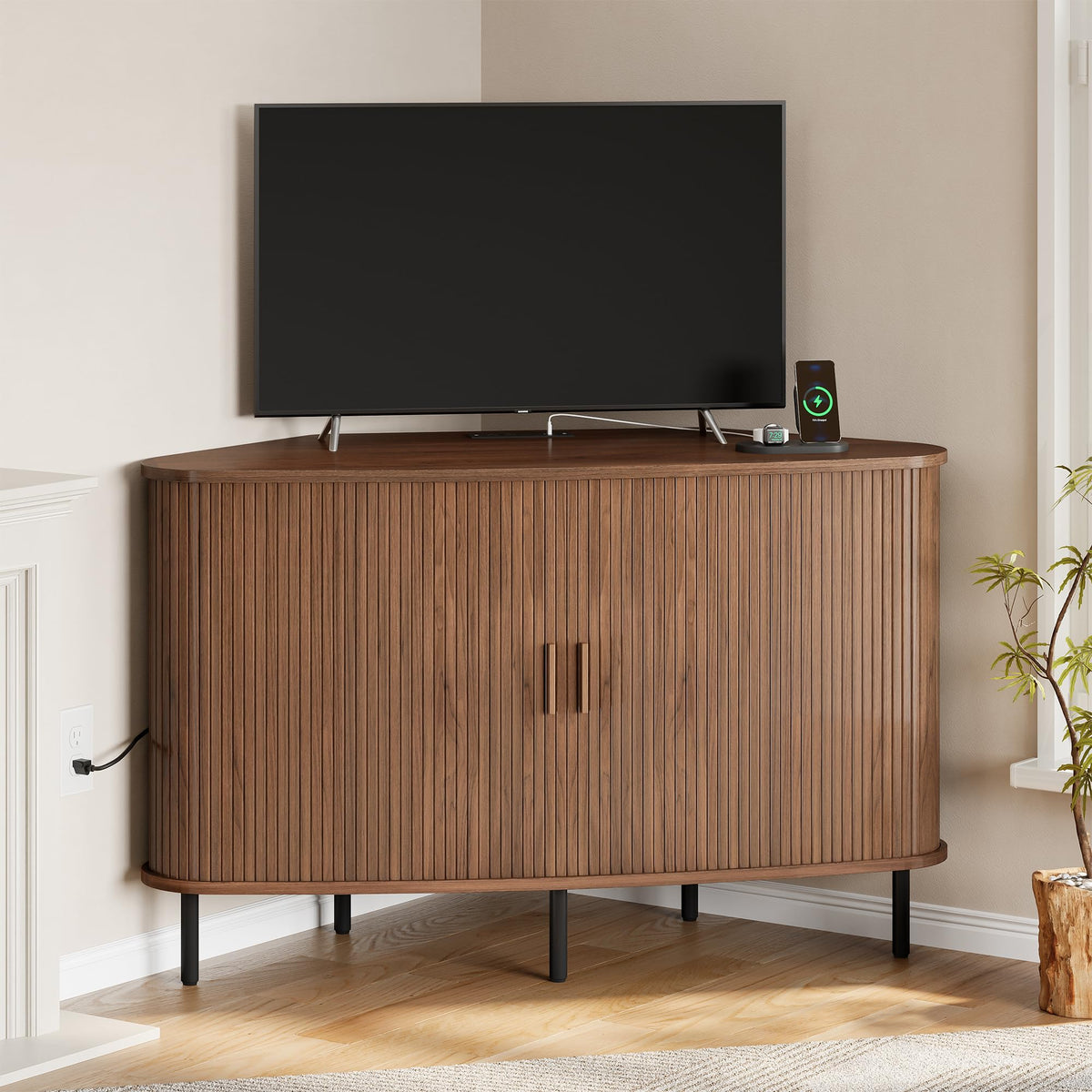 47" Walnut Corner TV Stand P9801