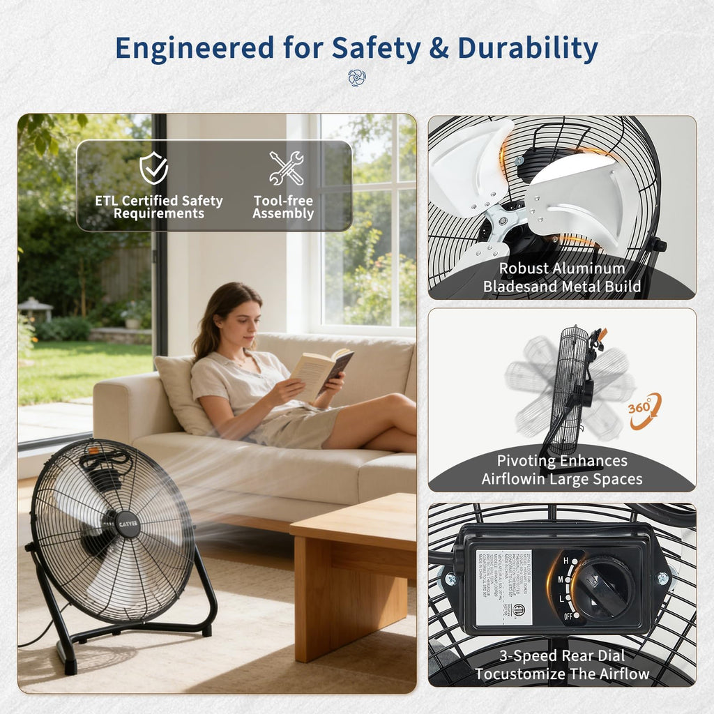 18 Inch 3 Speeds Metal Floor Fan U32731