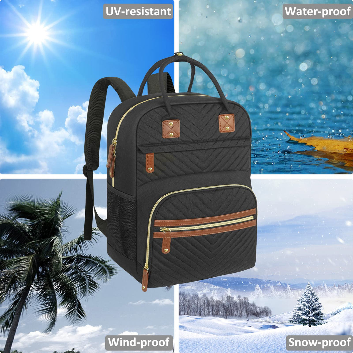 Diaper Bag Backpack with Insulated Pockets Black E532310