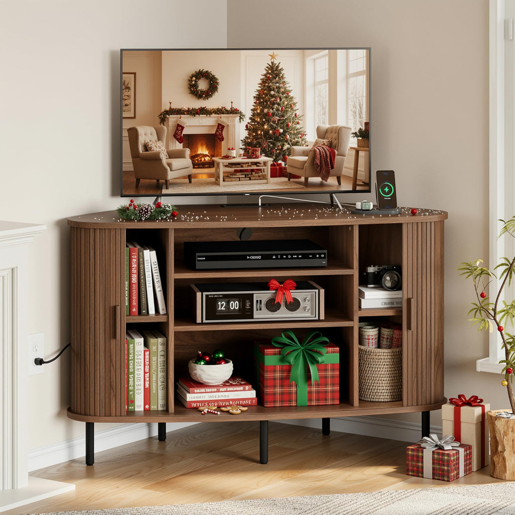 47" Walnut Corner TV Stand P9801