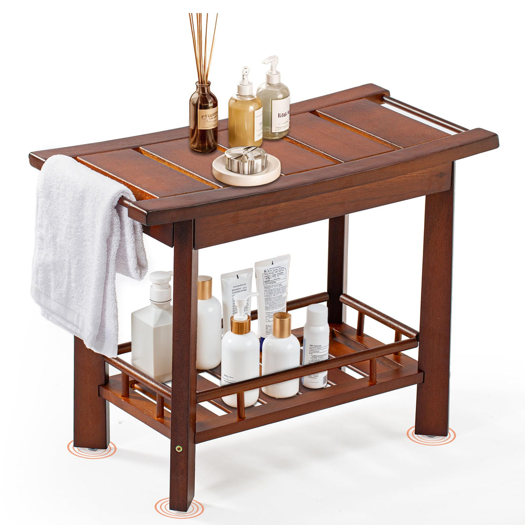 21" Teak Shower Bench with Storage Shelf A9021