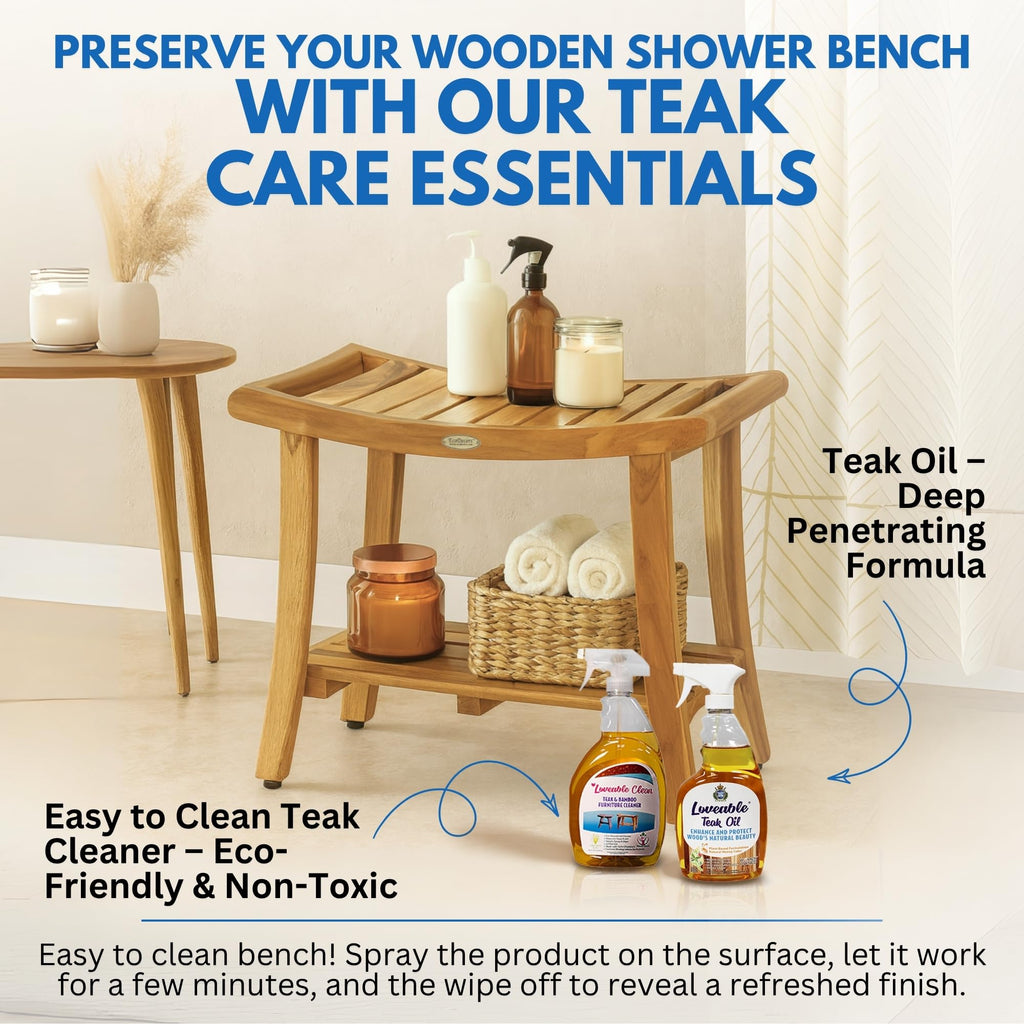 30-Inch Teak Shower Bench with Shelf C51194