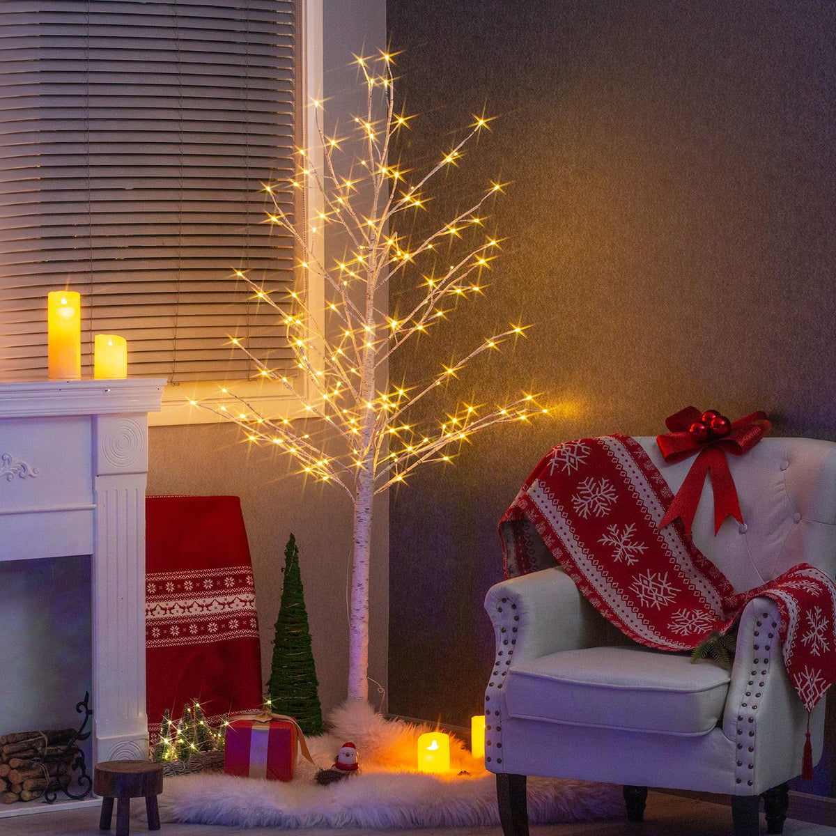 Multicolor Lighted Birch Tree 6FT C9620