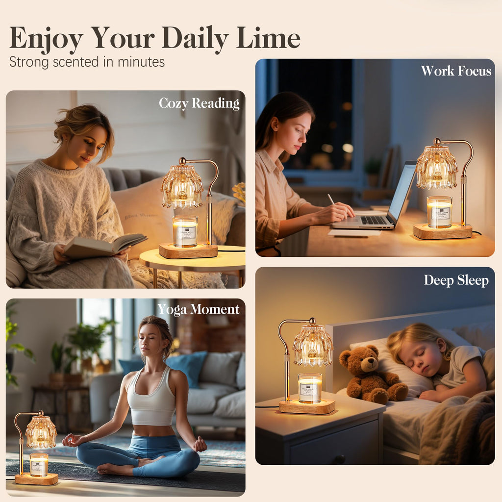 Candle Warmer Lamp with Timer Dimmer Adjustable Height Glass R429