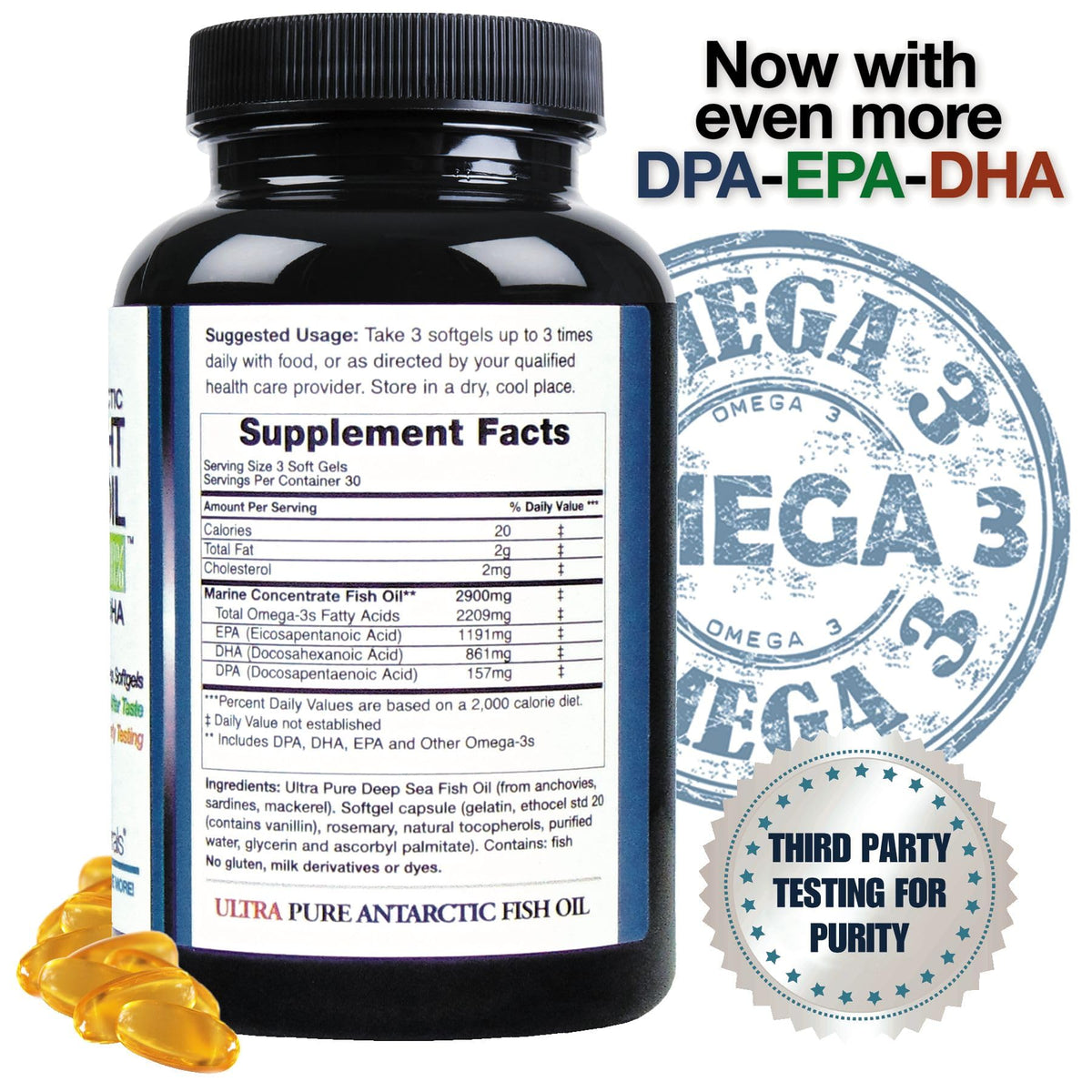 Omega-3 Fish Oil 2900 mg Softgels 90 Count B4695