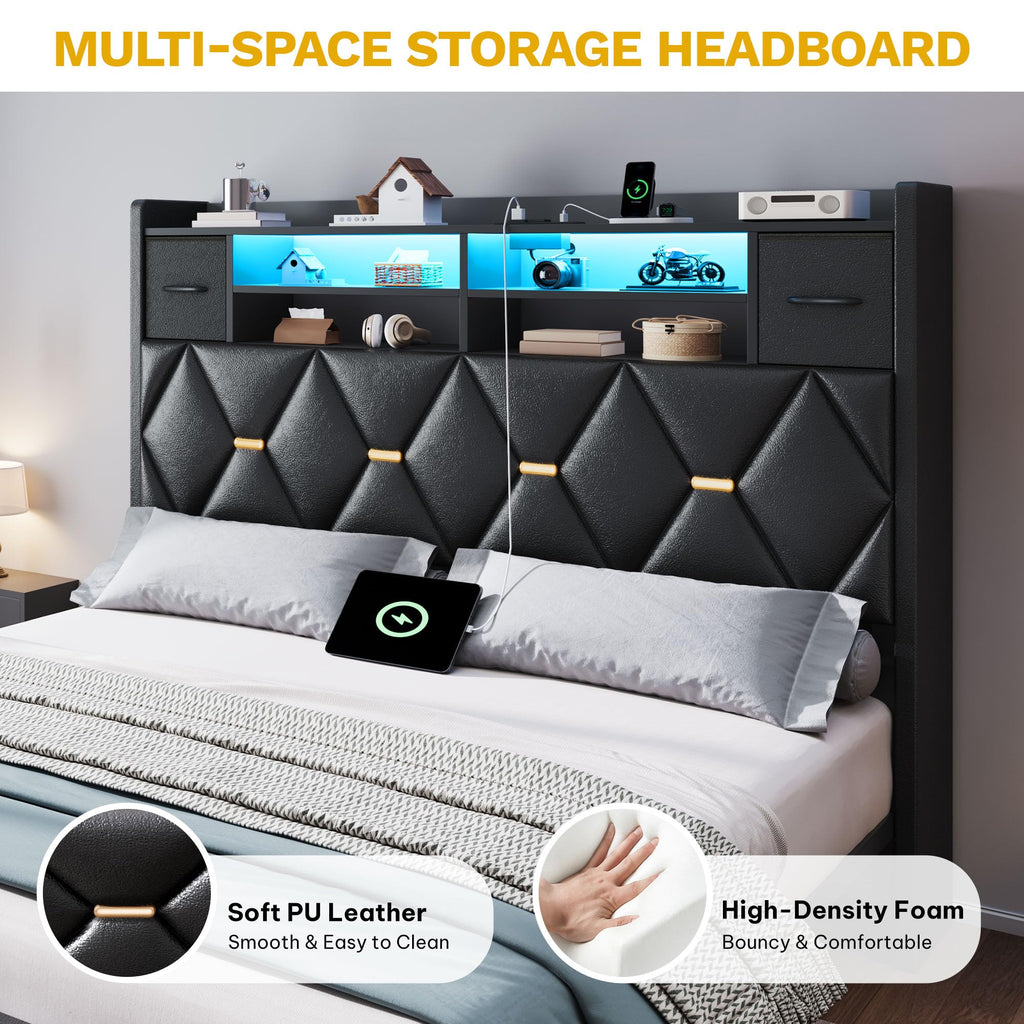 Full Size Bed Frame with 2 Storage Drawers Z42654