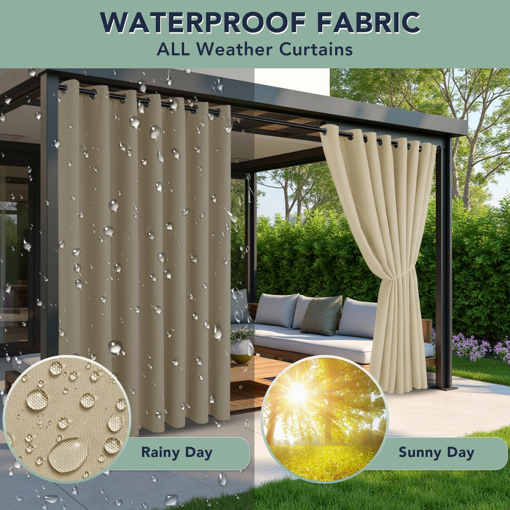 Waterproof Outdoor Curtains 6 Panels J500226