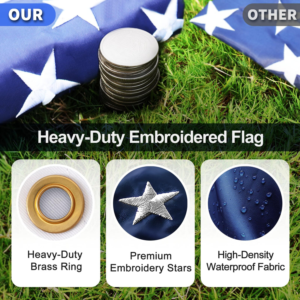 16FT Silver Thickened Aluminum RV Flagpole Y16322