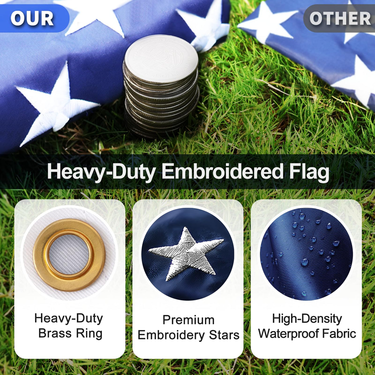16FT Silver Thickened Aluminum RV Flagpole Y16322