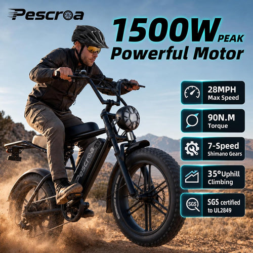 1500W Peak 20" Fat Tire Electric Bike J550