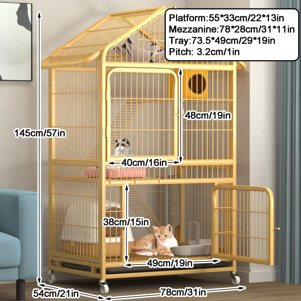 4-Tier Indoor Cat Enclosure with Ramp and Multiple Doors O544