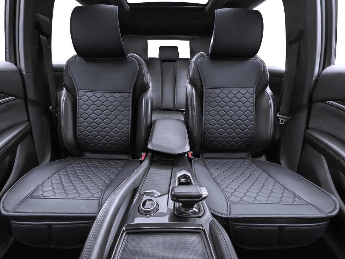 Leather Waterproof Car Seat Cover Full Set Black T726938