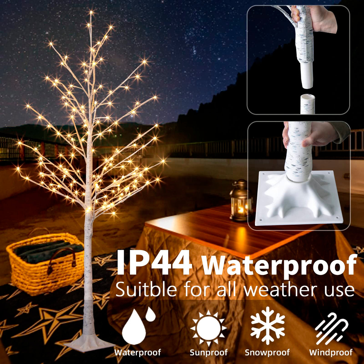 Multicolor Lighted Birch Tree 6FT C9620