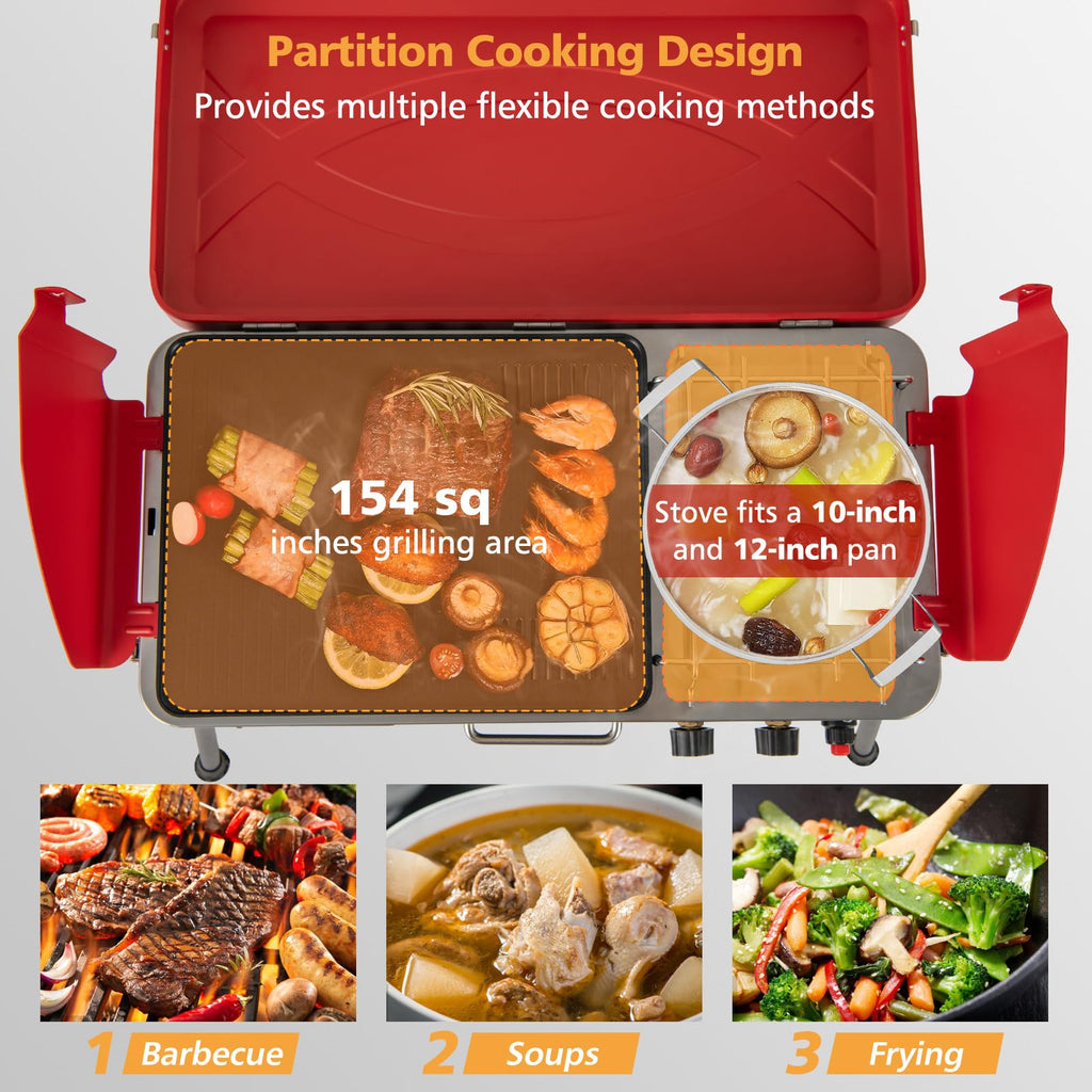 2-Burner Portable Propane Gas Grill with Removable Legs E98538
