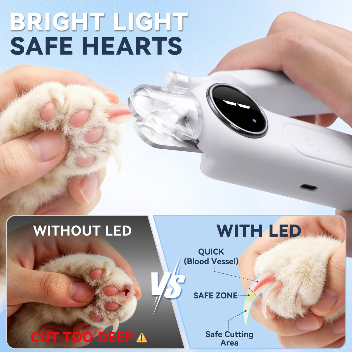 2-in-1 Quiet Electric Pet Nail Clipper & Grinder with Light O15182