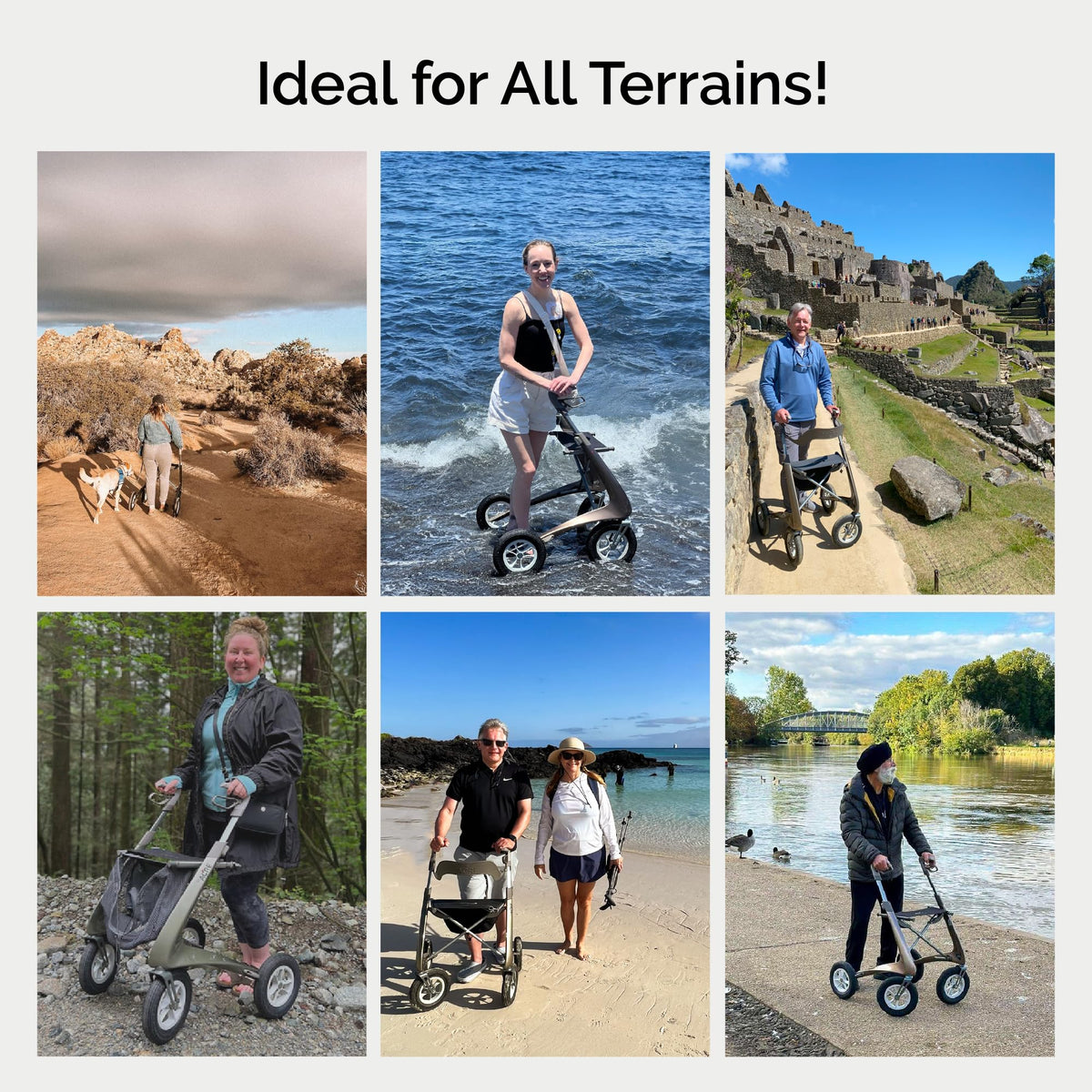 Carbon All Terrain Foldable Rollator with Seat J979
