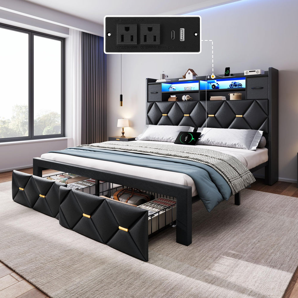 Full Size Bed Frame with 2 Storage Drawers Z42654