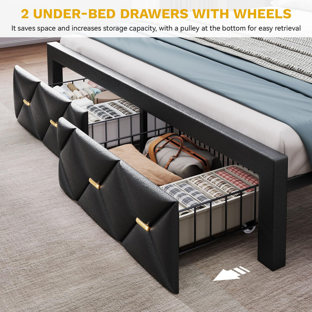 Full Size Bed Frame with 2 Storage Drawers Z42654