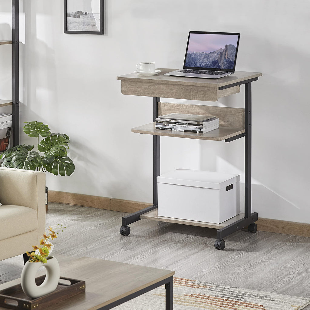 Gray 3-Tier Rolling Cart with Drawer L815337