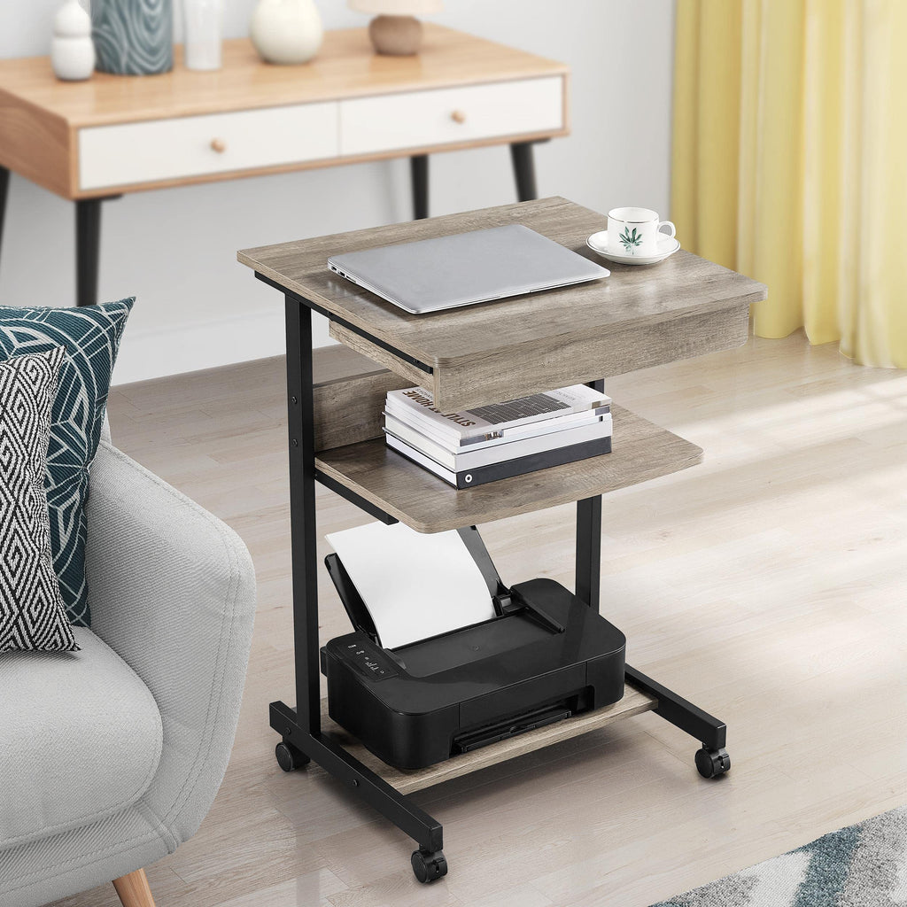 Gray 3-Tier Rolling Cart with Drawer L815337