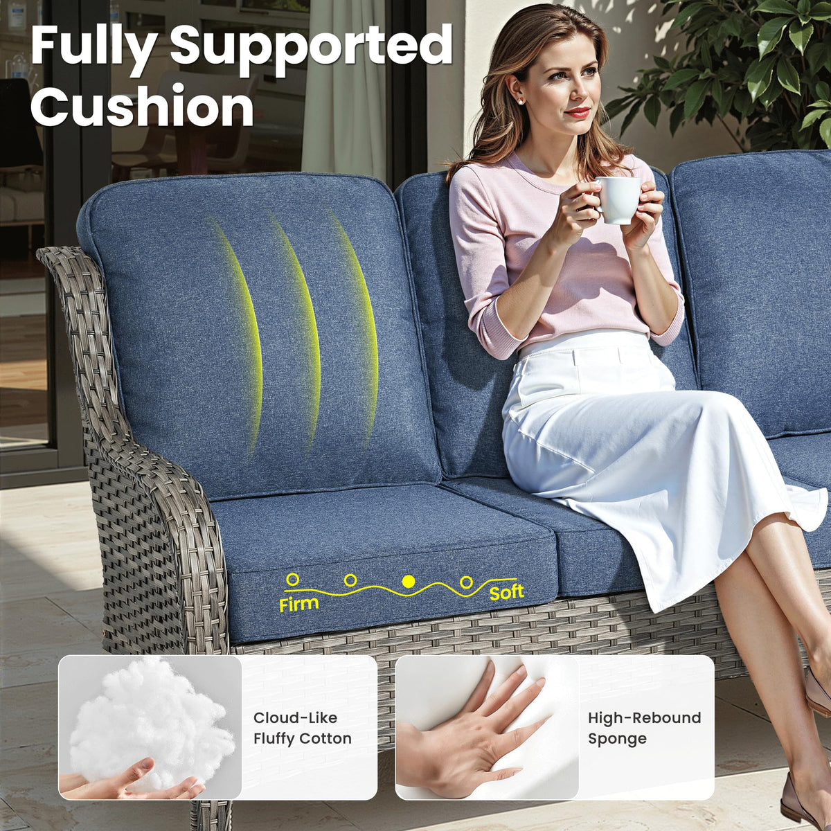 5-Piece Outdoor Wicker Sofa Set with Swivel Chairs M515