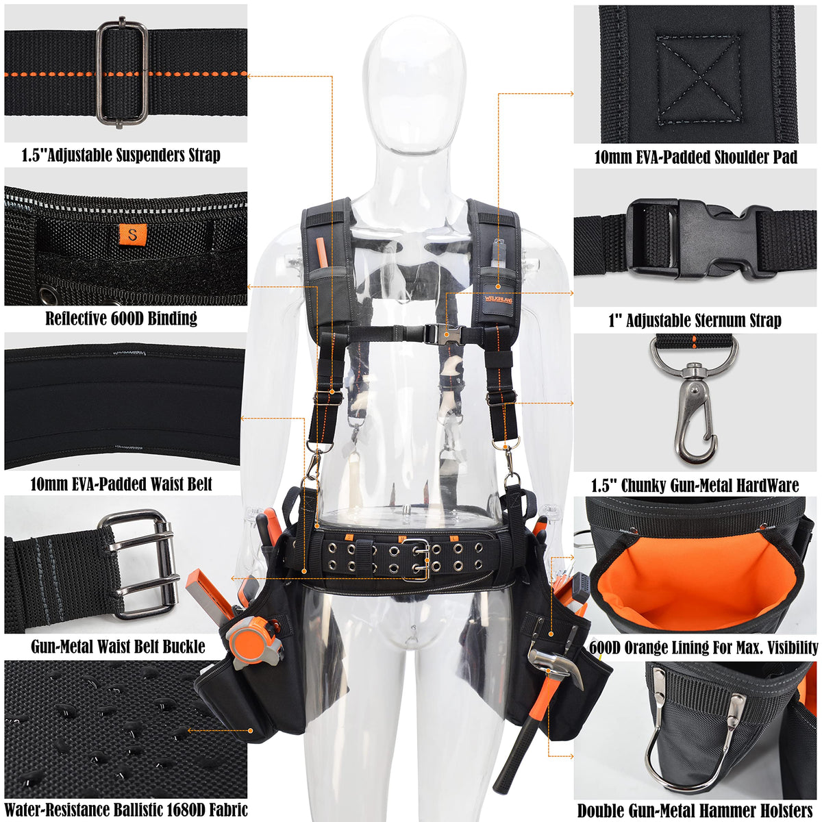 39 Pockets Tool Belts with Suspenders J1623